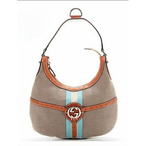 GUCCI Reins Canvas & Leather Hobo Bag